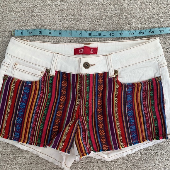 🪴$5/25🪴 F21 Boho Striped Festival Jean Cutoffs Denim Shorts 27 - Picture 10 of 12